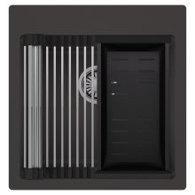 HD Infinity Antracit 48 egymedencés gránit mosogatótálca szett, acél csepegtetőráccsal és matt fekete kosárral, matt antracit színben