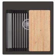 HD Infinity Antracit 48 egymedencés gránit mosogatótálca szett, vágódeszkával, acél csepegtetőráccsal, matt antracit színben