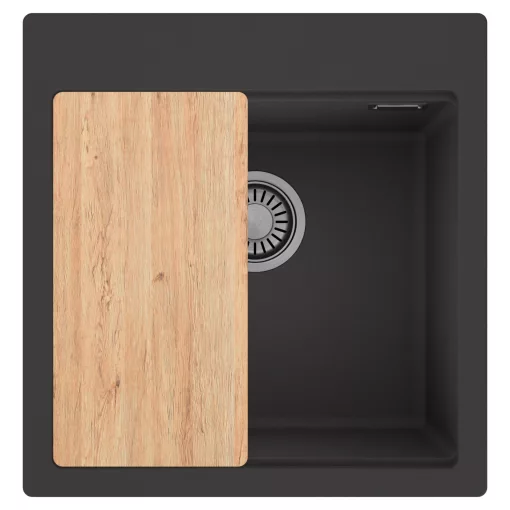HD Infinity Antracit 48 egymedencés gránit mosogatótálca, vágódeszkával, matt antracit színben