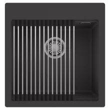 HD Infinity Antracit 48 egymedencés gránit mosogatótálca szett, acél csepegtetőráccsal, matt antracit színben