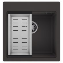 HD Infinity Antracit 48 egymedencés gránit mosogatótálca szett, acél csepegtetőkosárral, matt antracit színben