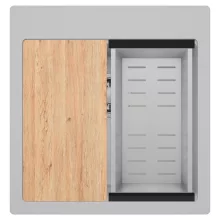 HD Infinity Grey 48 egymedencés gránit mosogatótálca szett, vágódeszkával, acél csepegtetőkosárral, alpesi szürke színben, szálcsiszolt króm leeresztő szifonnal