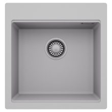 HD Infinity Grey 48 egymedencés gránit mosogatótálca, alpesi szürke színben, szálcsiszolt króm leeresztő szifonnal