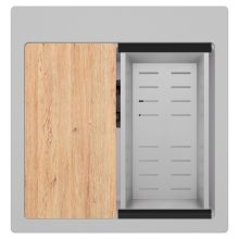 HD Infinity Grey 48 egymedencés gránit mosogatótálca szett, vágódeszkával, acél csepegtetőkosárral, alpesi szürke színben, matt fekete leeresztő szifonnal