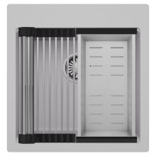 HD Infinity Grey 48 egymedencés gránit mosogatótálca szett, acél csepegtetőráccsal és kosárral, alpesi szürke színben