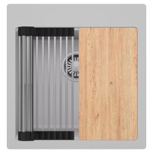 HD Infinity Grey 48 egymedencés gránit mosogatótálca szett, vágódeszkával, acél csepegtetőráccsal, alpesi szürke színben