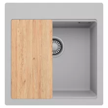 HD Infinity Grey 48 egymedencés gránit mosogatótálca, vágódeszkával, alpesi szürke színben