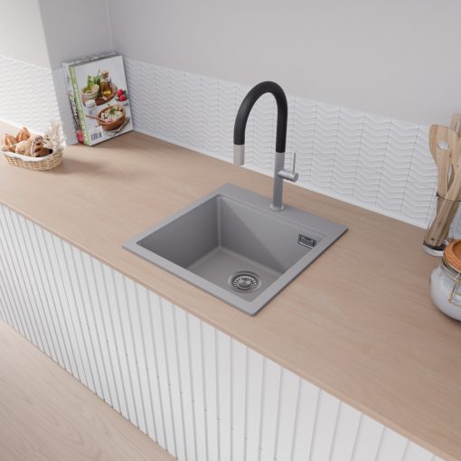 HD Infinity Grey 48 egymedencés gránit mosogatótálca, alpesi szürke színben