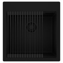 HD Infinity Black 48 egymedencés gránit mosogatótálca szett, matt fekete csepegtetőráccsal, matt fekete színben, matt fekete leeresztő szifonnal