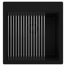 HD Infinity Black 48 egymedencés gránit mosogatótálca szett, acél csepegtetőráccsal, matt fekete színben, matt fekete leeresztő szifonnal