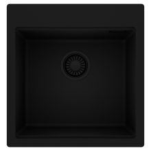 HD Infinity Black 48 egymedencés gránit mosogatótálca, matt fekete színben, matt fekete leeresztő szifonnal