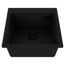 HD Infinity Black 48 egymedencés gránit mosogatótálca, matt fekete színben, matt fekete leeresztő szifonnal