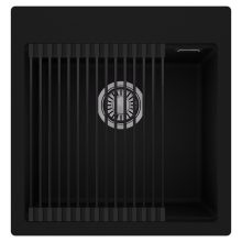 HD Infinity Black 48 egymedencés gránit mosogatótálca szett, matt fekete csepegtetőráccsal, matt fekete színben