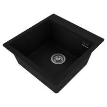 HD Infinity Black 48 egymedencés gránit mosogatótálca, vágódeszkával, matt fekete színben