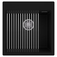 HD Infinity Black 48 egymedencés gránit mosogatótálca szett, acél csepegtetőráccsal, matt fekete színben