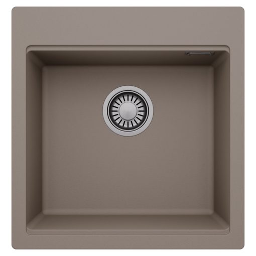 HD Infinity Tortora 48 egymedencés gránit mosogatótálca, tortora színben, szálcsiszolt króm leeresztő szifonnal