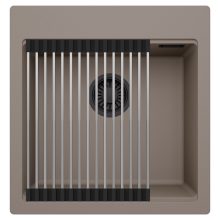 HD Infinity Tortora 48 egymedencés gránit mosogatótálca szett, acél csepegtetőráccsal, tortora színben, matt fekete leeresztő szifonnal