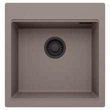 HD Infinity Tortora 48 egymedencés gránit mosogatótálca, tortora színben, matt fekete leeresztő szifonnal