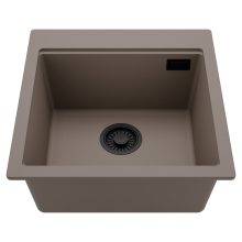 HD Infinity Tortora 48 egymedencés gránit mosogatótálca, tortora színben, matt fekete leeresztő szifonnal