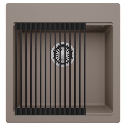 HD Infinity Tortora 48 egymedencés gránit mosogatótálca szett, matt fekete csepegtetőráccsal, tortora színben