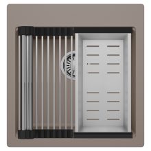 HD Infinity Tortora 48 egymedencés gránit mosogatótálca szett, acél csepegtetőráccsal és kosárral, tortora színben