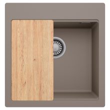 HD Infinity Tortora 48 egymedencés gránit mosogatótálca, vágódeszkával, tortora színben
