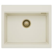 HD Infinity White 58 egymedencés gránit mosogatótálca, tört fehér színben, szálcsiszolt arany leeresztő szifonnal