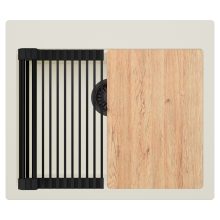 HD Infinity White 58 egymedencés gránit mosogatótálca szett, vágódeszkával, matt fekete csepegtetőráccsal, tört fehér színben, matt fekete leeresztő szifonnal