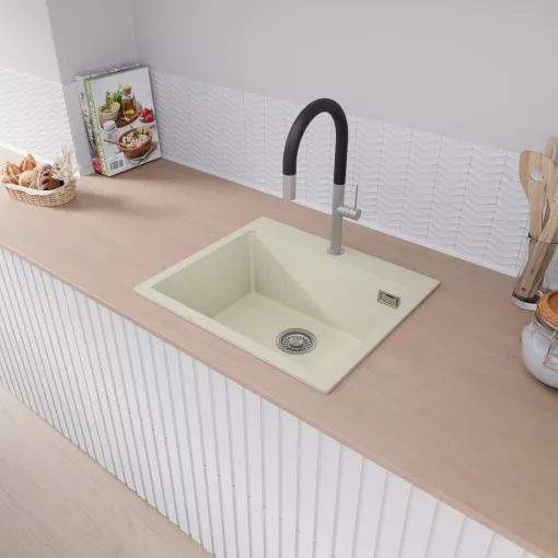 HD Infinity White 58 egymedencés gránit mosogatótálca, tört fehér színben
