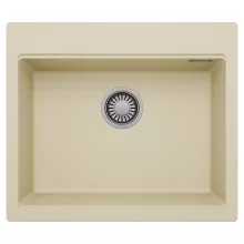 HD Infinity Beige 58 egymedencés gránit mosogatótálca, soft bézs színben, szálcsiszolt króm leeresztő szifonnal