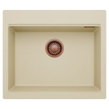 HD Infinity Beige 58 egymedencés gránit mosogatótálca, soft bézs színben, szálcsiszolt réz leeresztő szifonnal