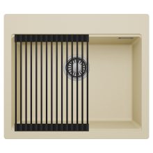 HD Infinity Beige 58 egymedencés gránit mosogatótálca szett, matt fekete csepegtetőráccsal, soft bézs színben