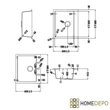 HD Infinity Beige 58 egymedencés gránit mosogatótálca szett, vágódeszkával, matt fekete csepegtetőráccsal és kosárral, soft bézs színben