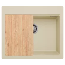 HD Infinity Beige 58 egymedencés gránit mosogatótálca, vágódeszkával, soft bézs színben