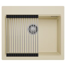 HD Infinity Beige 58 egymedencés gránit mosogatótálca szett, acél csepegtetőráccsal, soft bézs színben