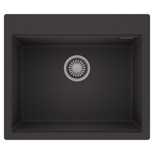 HD Infinity Antracit 58 egymedencés gránit mosogatótálca, matt antracit színben, szálcsiszolt króm leeresztő szifonnal