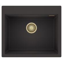 HD Infinity Antracit 58 egymedencés gránit mosogatótálca, matt antracit színben, szálcsiszolt arany leeresztő szifonnal