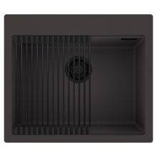 HD Infinity Antracit 58 egymedencés gránit mosogatótálca szett, matt fekete csepegtetőráccsal, matt antracit színben, matt fekete leeresztő szifonnal
