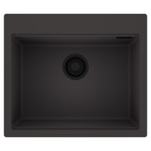 HD Infinity Antracit 58 egymedencés gránit mosogatótálca, matt antracit színben, matt fekete leeresztő szifonnal