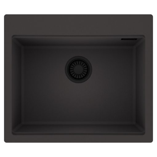 HD Infinity Antracit 58 egymedencés gránit mosogatótálca, matt antracit színben, matt fekete leeresztő szifonnal