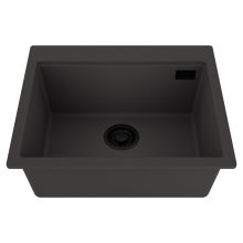 HD Infinity Antracit 58 egymedencés gránit mosogatótálca, matt antracit színben, matt fekete leeresztő szifonnal
