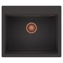 HD Infinity Antracit 58 egymedencés gránit mosogatótálca, matt antracit színben, szálcsiszolt réz leeresztő szifonnal