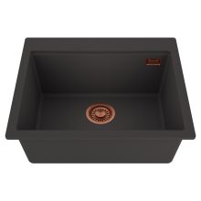 HD Infinity Antracit 58 egymedencés gránit mosogatótálca, matt antracit színben, szálcsiszolt réz leeresztő szifonnal