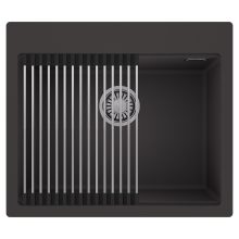 HD Infinity Antracit 58 egymedencés gránit mosogatótálca szett, acél csepegtetőráccsal, matt antracit színben