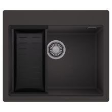 HD Infinity Antracit 58 egymedencés gránit mosogatótálca szett, matt fekete csepegtetőkosárral, matt antracit színben