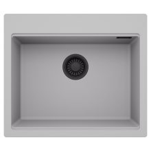 HD Infinity Grey 58 egymedencés gránit mosogatótálca, alpesi szürke színben, matt fekete leeresztő szifonnal