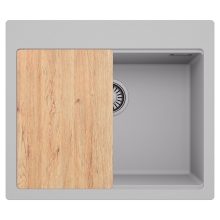 HD Infinity Grey 58 egymedencés gránit mosogatótálca, vágódeszkával, alpesi szürke színben