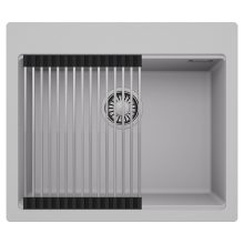 HD Infinity Grey 58 egymedencés gránit mosogatótálca szett, acél csepegtetőráccsal, alpesi szürke színben