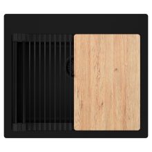 HD Infinity Black 58 egymedencés gránit mosogatótálca szett, vágódeszkával, matt fekete csepegtetőráccsal, matt fekete színben, matt fekete leeresztő szifonnal