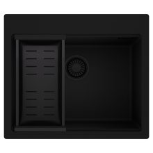 HD Infinity Black 58 egymedencés gránit mosogatótálca szett, matt fekete csepegtetőkosárral, matt fekete színben, matt fekete leeresztő szifonnal